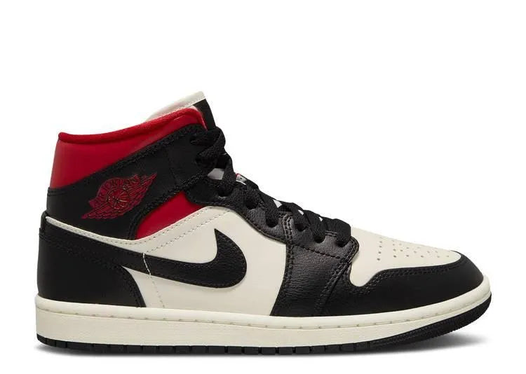 Air Jordan 1 Mid Black Sail Gym Red (W) - HIDEOUT