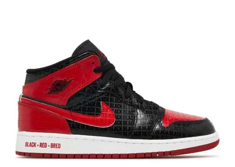 Air Jordan 1 Mid Bred Text (GS) - HIDEOUT