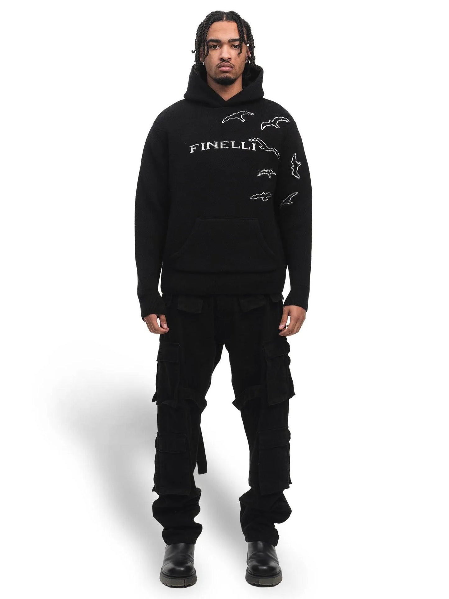 FINELLI Free Birds Knit Hoodie Black - HIDEOUT