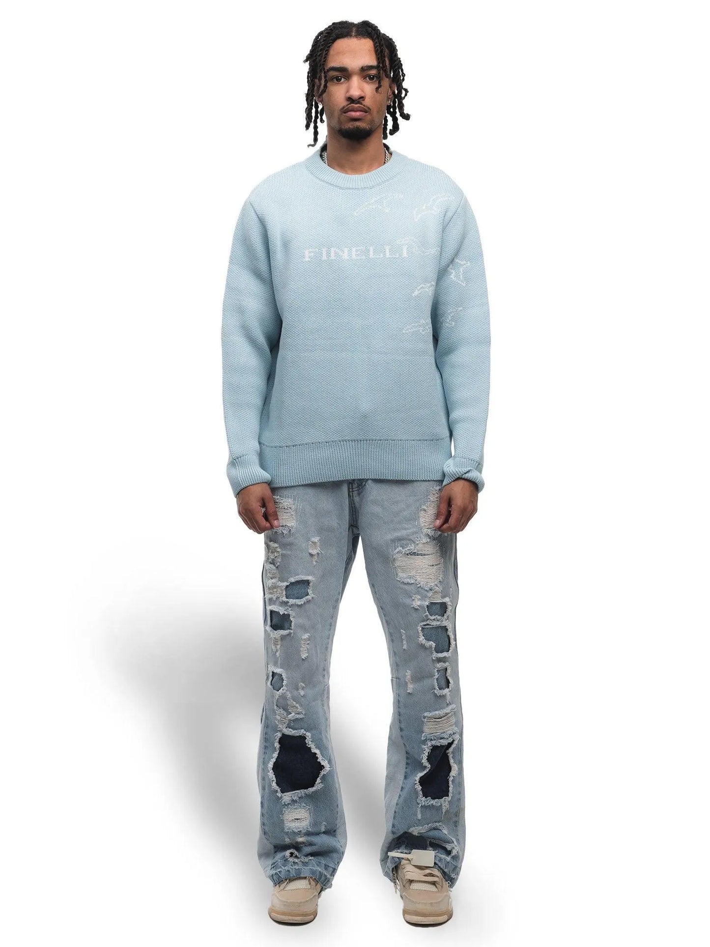 FINELLI Free Birds Knit Sweater Blue - HIDEOUT