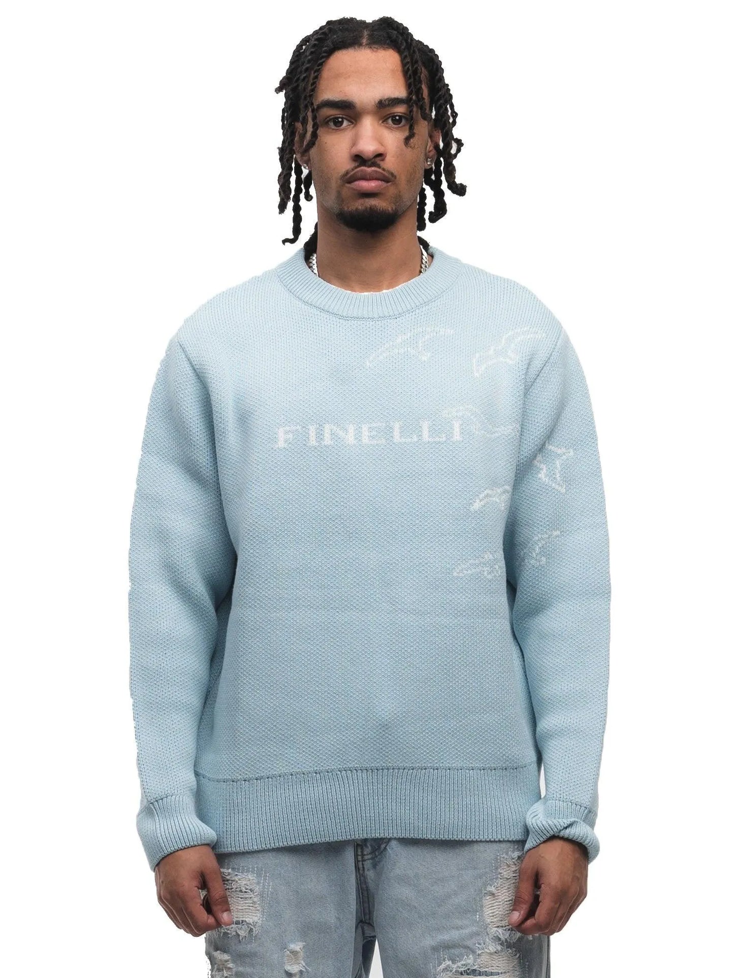 FINELLI Free Birds Knit Sweater Blue - HIDEOUT