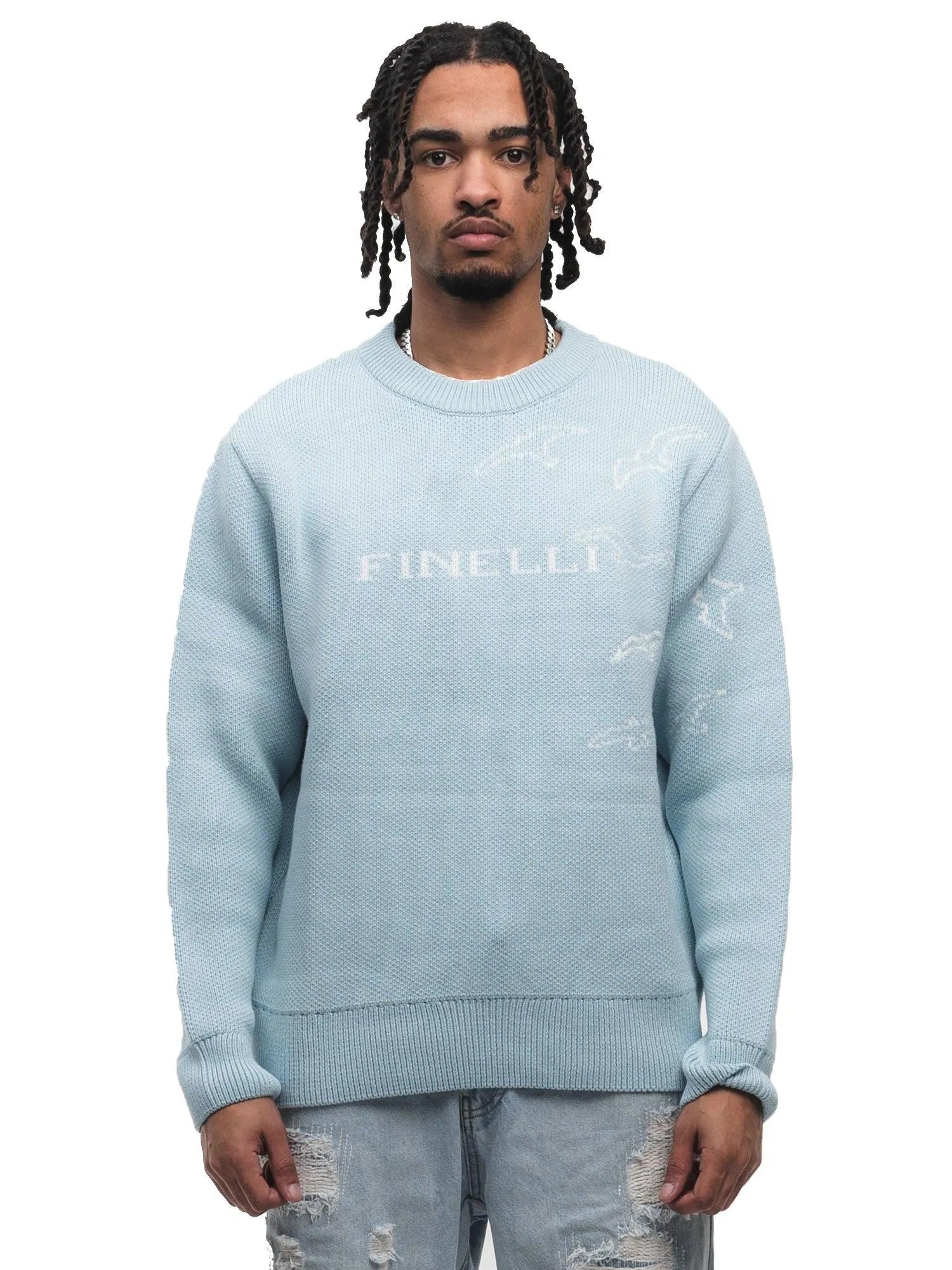 FINELLI Free Birds Knit Sweater Blue - HIDEOUT