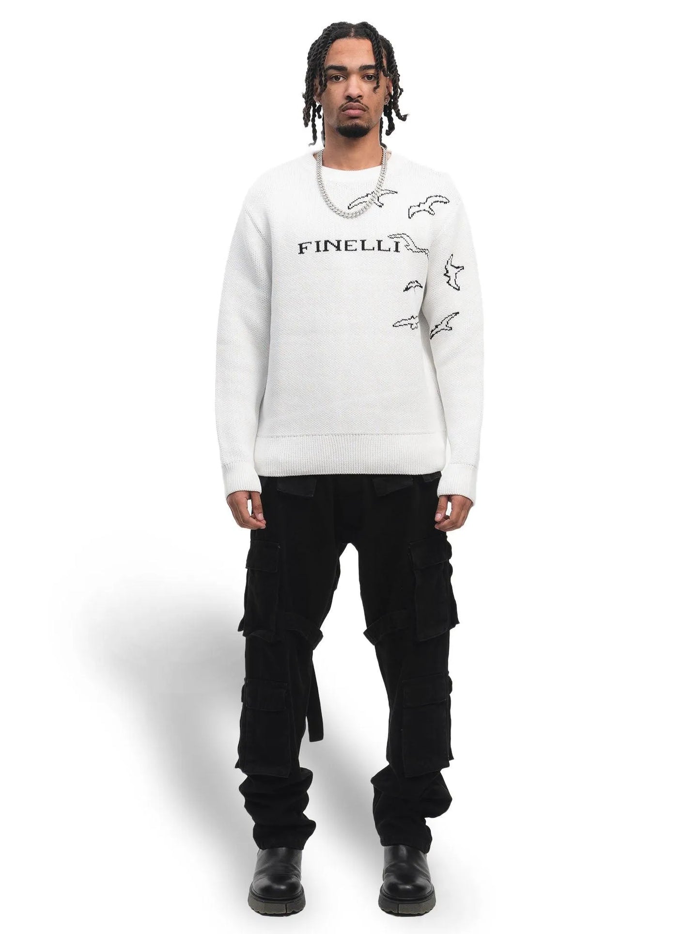 FINELLI Free Birds Knit Sweater White - HIDEOUT