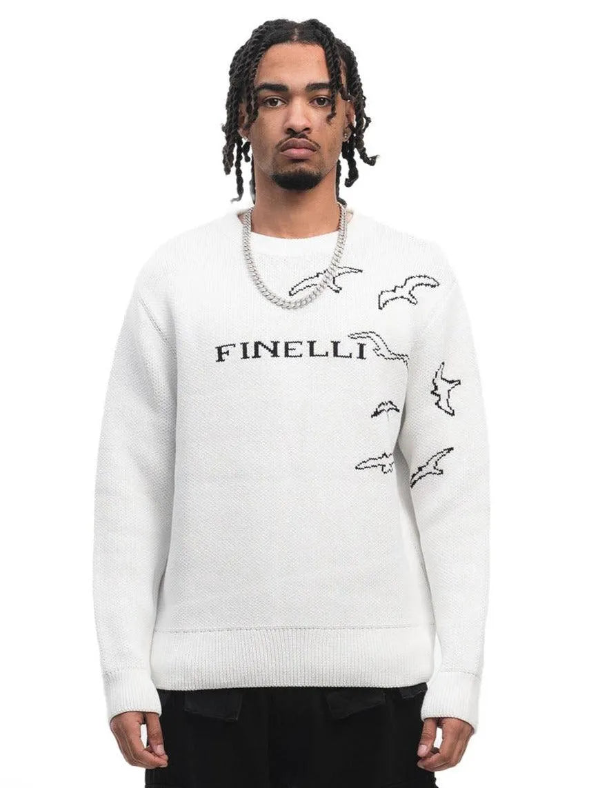 FINELLI Free Birds Knit Sweater White - HIDEOUT