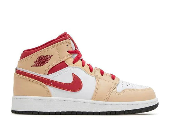 Air Jordan 1 Mid Beige Red (GS)