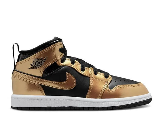 Air Jordan 1 Mid Metallic Gold Black (PS)
