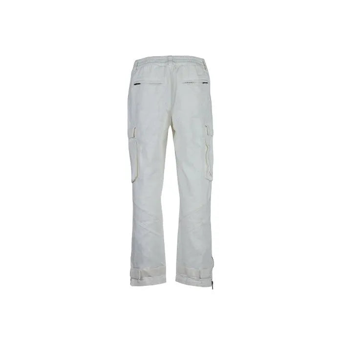 Cream White Cargo Trousers - HIDEOUT