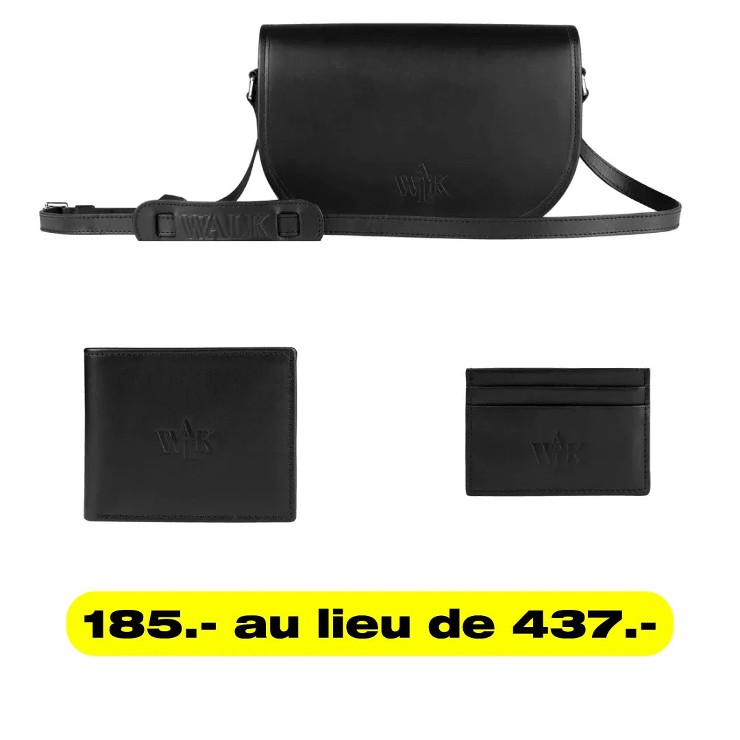 WALK IN PARIS Maroquinerie Black Bundle 3 pièces - HIDEOUT