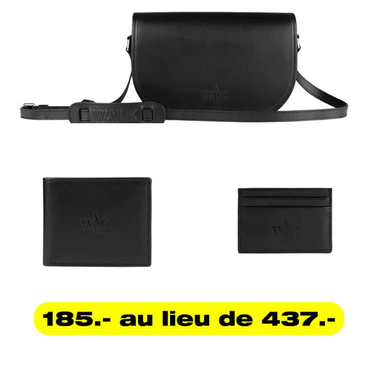 WALK IN PARIS  Maroquinerie Black Bundle 3 pièces