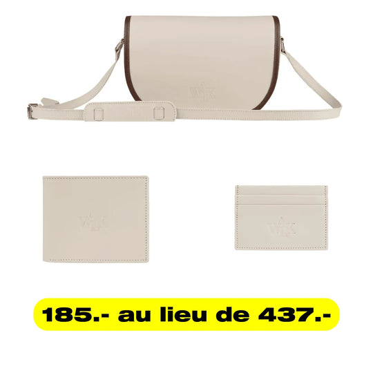 WALK IN PARIS  Maroquinerie Cream Bundle 3 pièces