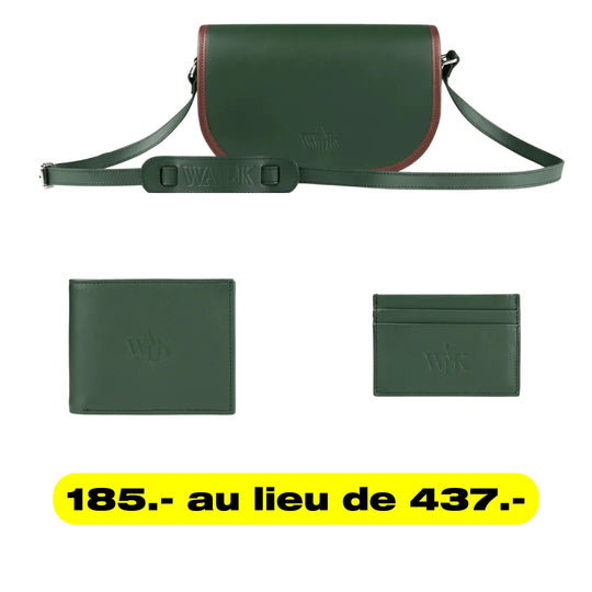 WALK IN PARIS Maroquinerie Pine Green Bundle 3 pièces